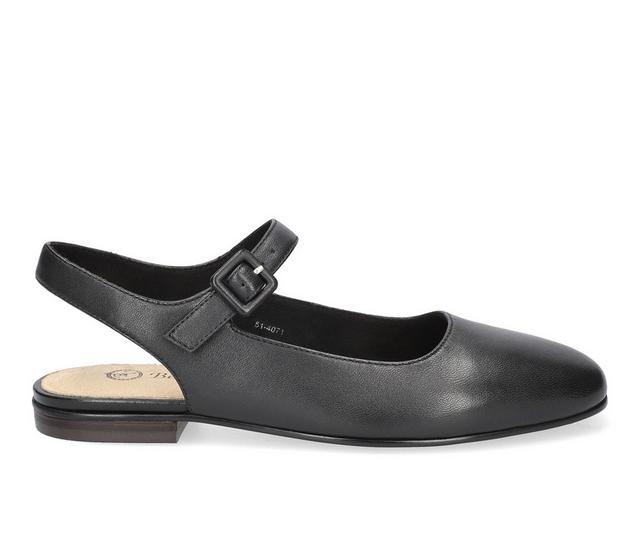 Women's Bella Vita Andie Mary Jane Flats in Black Leather color