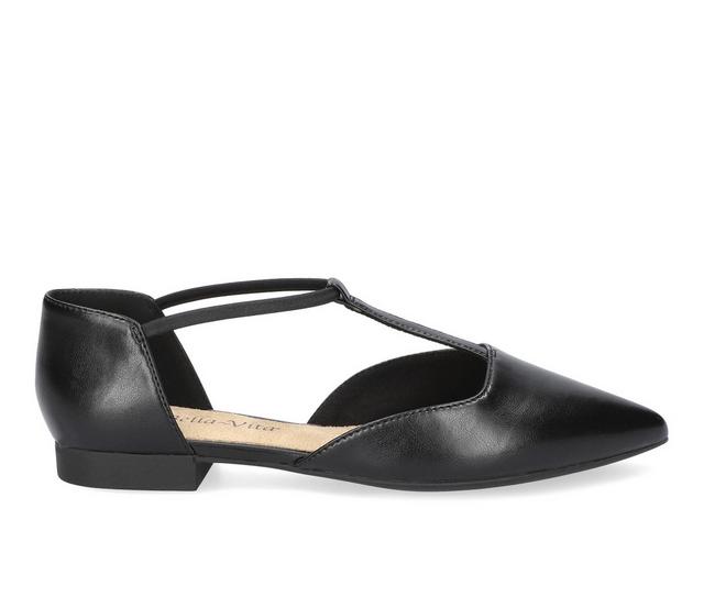 Women's Bella Vita Darby T-Strap Flats in Black color