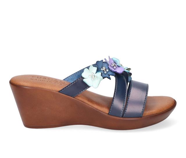 Women's Tuscany by Easy Street Bellefleur Wedge Sandals in Navy color