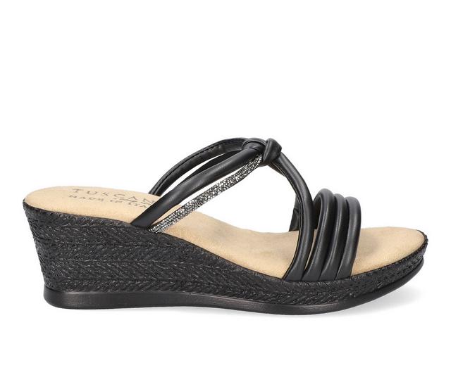 Women's Tuscany by Easy Street Elvera Wedge Sandals in Black color
