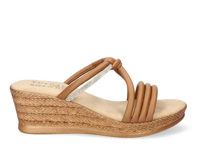 Women's Tuscany by Easy Street Elvera Wedge Sandals in Tan color
