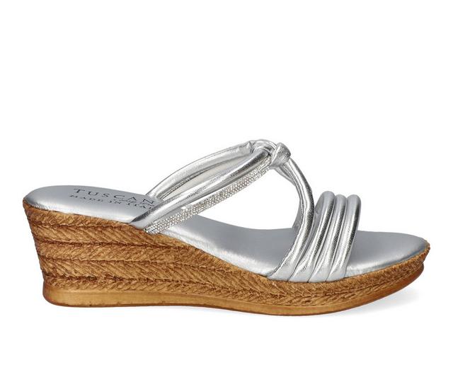 Women's Tuscany by Easy Street Elvera Wedge Sandals in Silver color