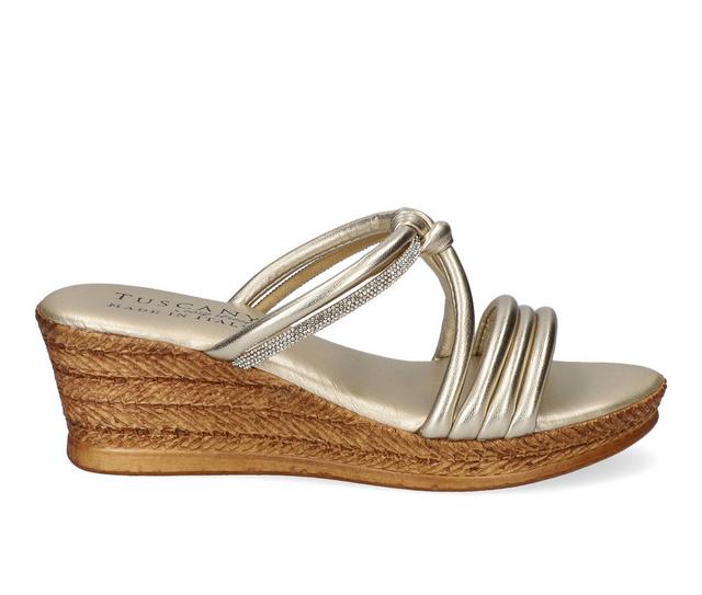 Women's Tuscany by Easy Street Elvera Wedge Sandals in Champagne color
