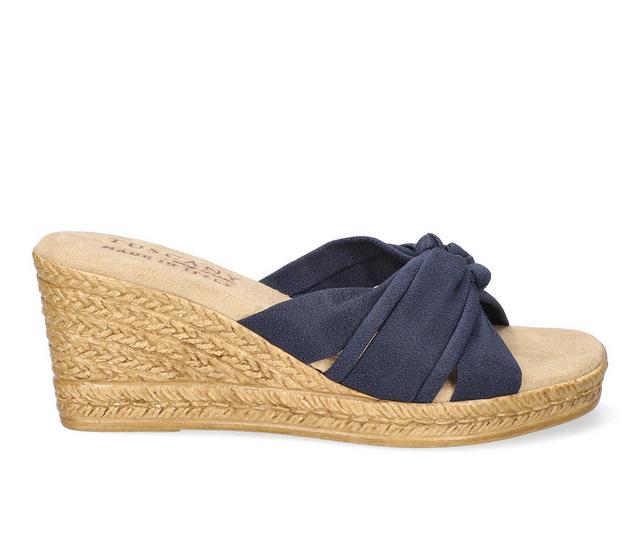 Women's Tuscany by Easy Street Ghita Wedge Sandals in Navy Crepe color