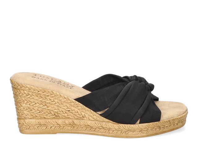 Women's Tuscany by Easy Street Ghita Wedge Sandals in Black Crepe color