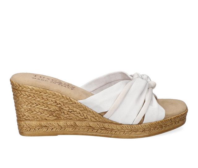Women's Tuscany by Easy Street Ghita Wedge Sandals in White Crepe color