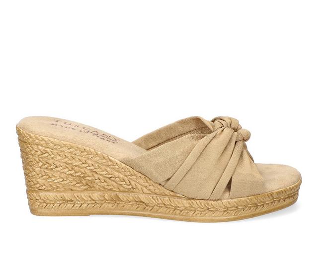 Women's Tuscany by Easy Street Ghita Wedge Sandals in Natural Crepe color