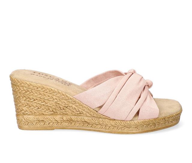 Women's Tuscany by Easy Street Ghita Wedge Sandals in Blush Crepe color