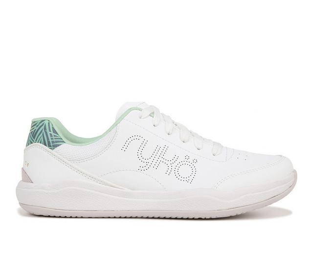 Women's Ryka Courtside Pickleball & Training Sneakers in White/Green color