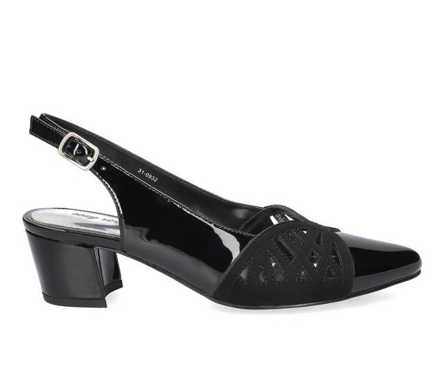 Women's Easy Street Bizzy Slingback Pumps in Black Patent color