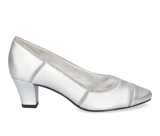 Women's Easy Street Datia Pumps in Silver Satin color