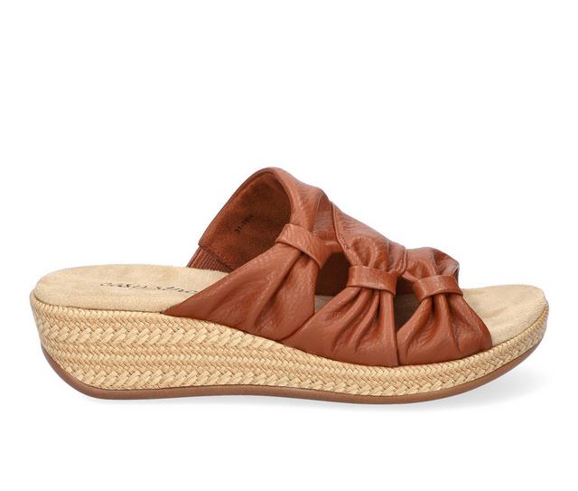 Women's Easy Street Berlina Wedge Sandals in Tan color