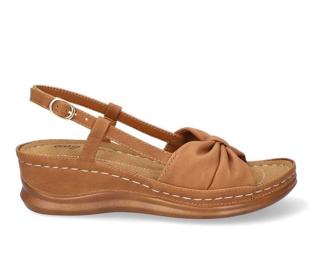 Women's Easy Street Jupiter Wedge Sandals in Tan color