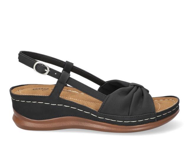 Women's Easy Street Jupiter Wedge Sandals in Black color