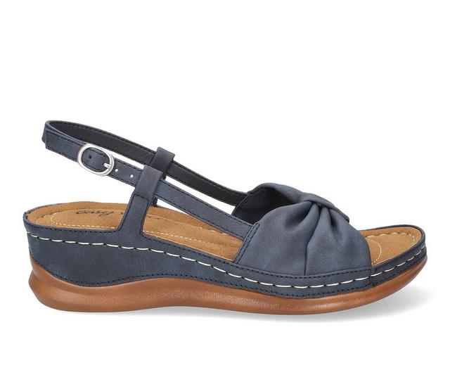 Women's Easy Street Jupiter Wedge Sandals in Navy color