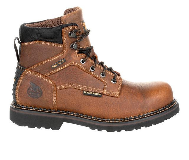 Men's Georgia Boot Giant Revamp Steel Toe Waterproof Work Boots in Brown color