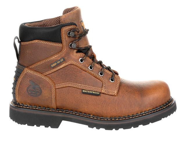 Men's Georgia Boot Giant Revamp Waterproof Work Boots in Brown color