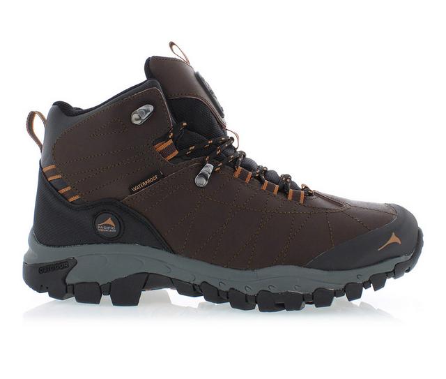 Men's Pacific Mountain Yuma Mid Waterproof Hiking Boots in Chocolate/Org color