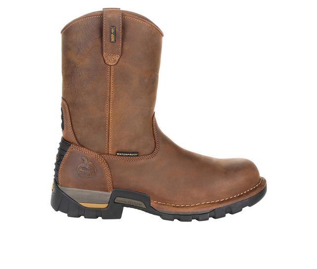 Men's Georgia Boot Eagle One Waterproof Pull On Work Boots in Brown color