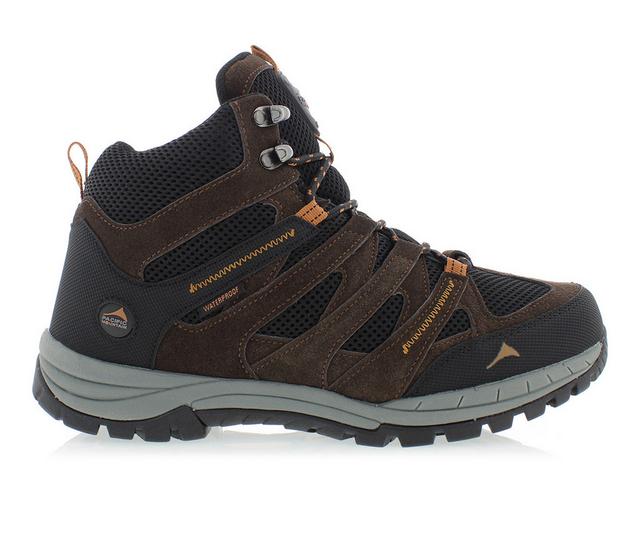 Men's Pacific Mountain Colorado Mid Waterproof Hiking Boots in Chocolate/Org color
