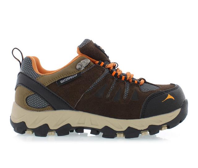 Boys' Pacific Mountain Big Kid Boulder Low Waterproof Hiking Shoes in Chocolate/Org color