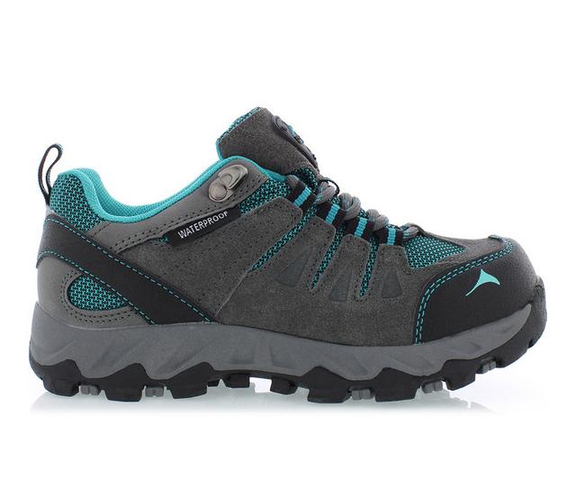 Boys' Pacific Mountain Big Kid Boulder Low Waterproof Hiking Shoes in Charcoal/Ocean color