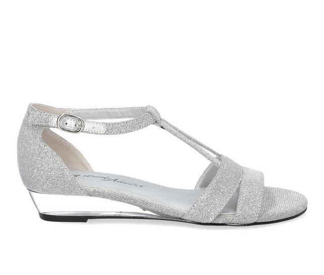 Women's Easy Street Alora Special Occasion Wedge Sandals in Silver Glitter color