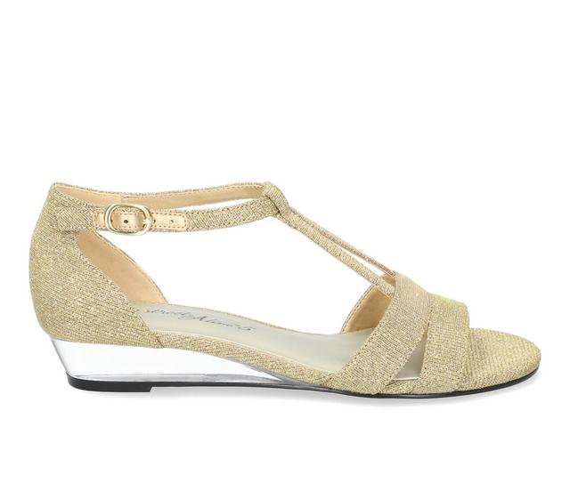 Women's Easy Street Alora Special Occasion Wedge Sandals in Gold Glitter color
