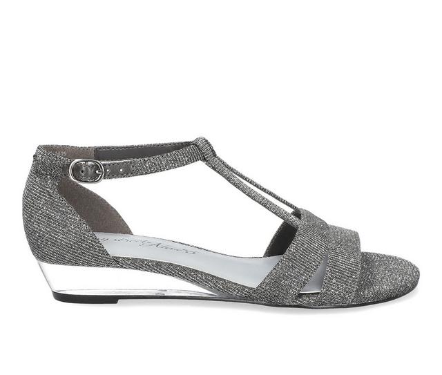 Women's Easy Street Alora Special Occasion Wedge Sandals in Pewter Glitter color