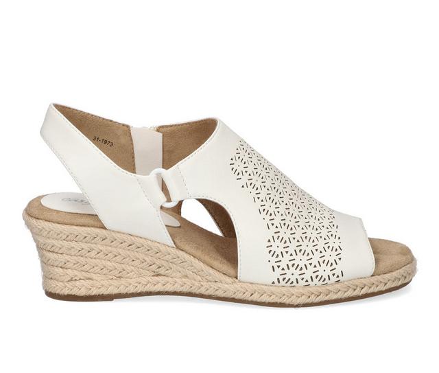 Women's Easy Street Serena Espadrille Wedge Sandals in White color