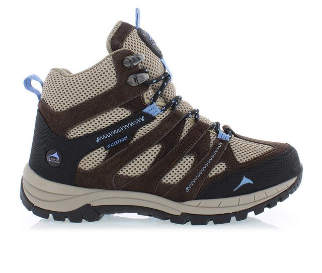 Women's Pacific Mountain Colorado Mid Waterproof Hiking Boots in Chocolate/Blue color