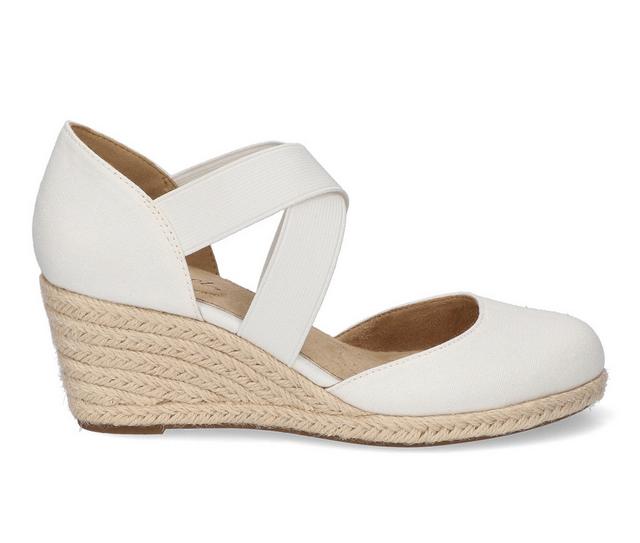 Women's Easy Street Pari Espadrille Wedges in White Canvas color