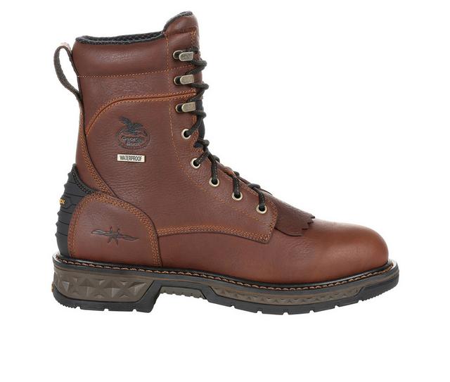 Men's Georgia Boot Carbo-Tec LT Waterproof Lacer Work Boots in Brown color