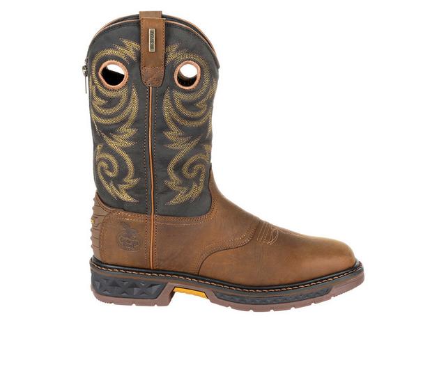Men's Georgia Boot Carbo-Tec LT Waterproof Pull On Work Boots in Black and Brown color