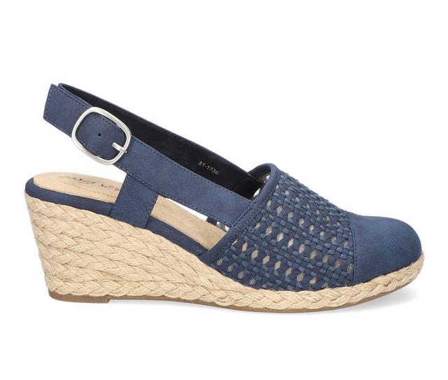 Women's Easy Street Taffy Espadrille Wedges in Navy color