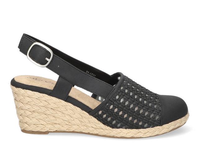 Women's Easy Street Taffy Espadrille Wedges in Black color