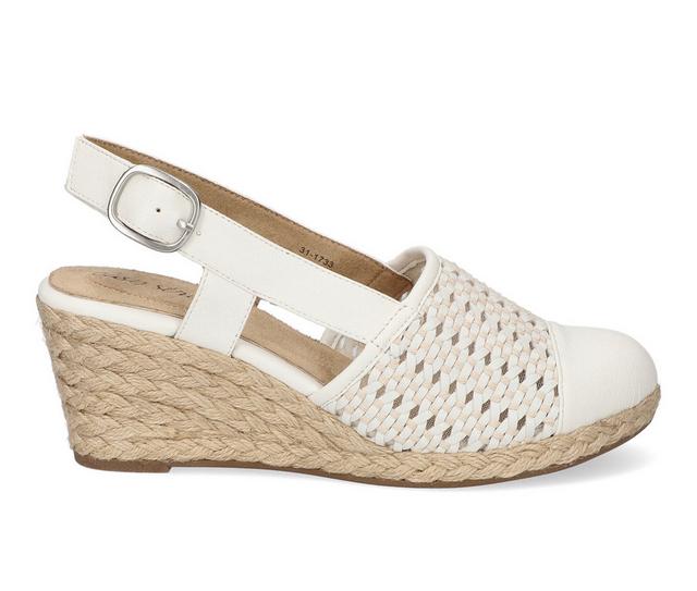 Women's Easy Street Taffy Espadrille Wedges in White color