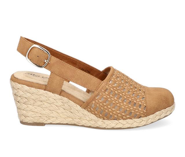 Women's Easy Street Taffy Espadrille Wedges in Tan color