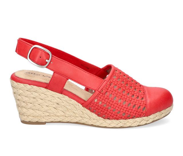 Women's Easy Street Taffy Espadrille Wedges in Red color