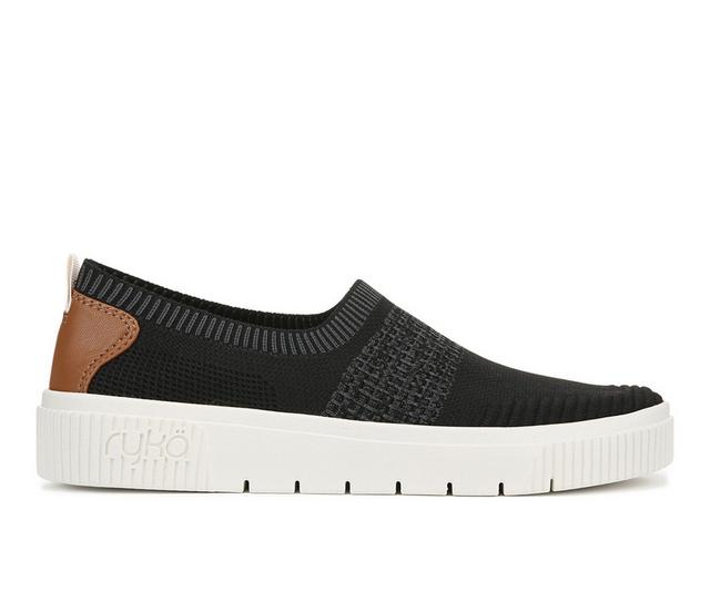 Women's Ryka Vista Slip On Shoes in Black Knit color