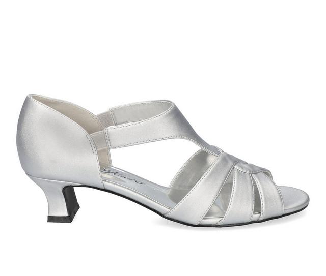 Women's Easy Street Essie Dress Sandals in Silver Satin color