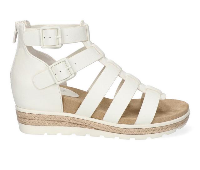 Women's Easy Street Simone Wedge Sandals in White color
