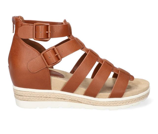 Women's Easy Street Simone Wedge Sandals in Cognac color