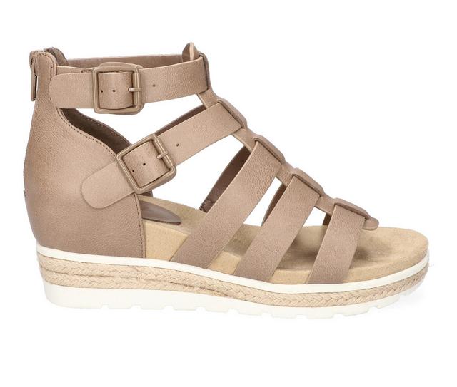 Women's Easy Street Simone Wedge Sandals in Taupe color