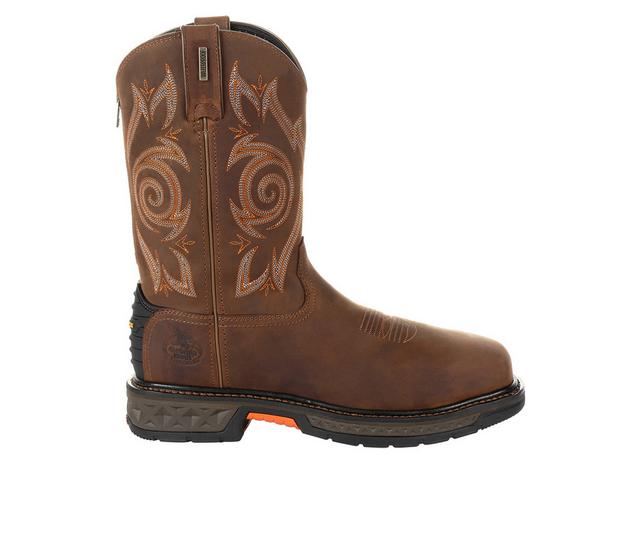 Men's Georgia Boot Carbo-Tec LT Steel Toe Waterproof Pull On Work Boots in Brown color