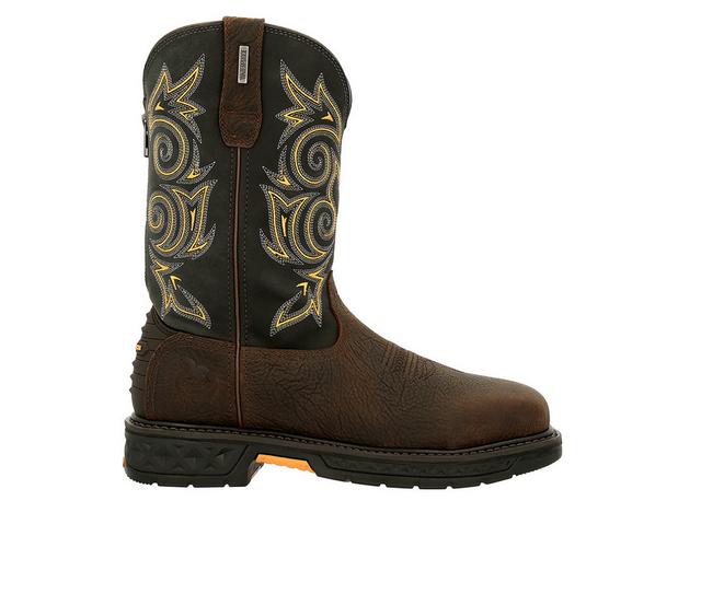 Men's Georgia Boot Carbo-Tec LT Steel Toe Waterproof Pull On Work Boots in Brown and Navy color