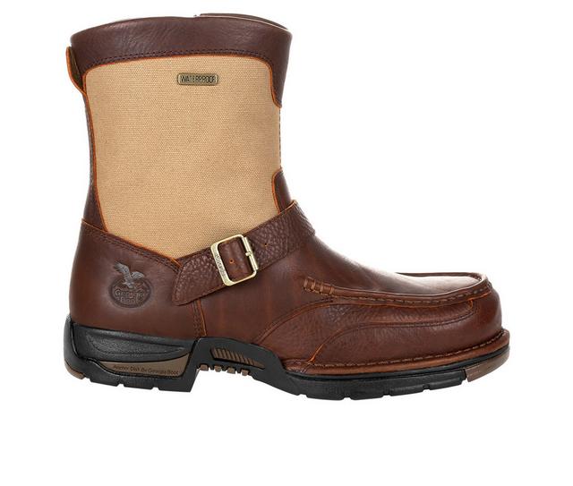 Men's Georgia Boot Athens Waterproof Side-Zip Work Boots in Brown color