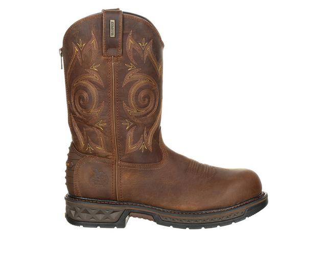 Men's Georgia Boot Carbo-Tec LT Composite Toe Waterproof Work Wellington Boots in Brown color