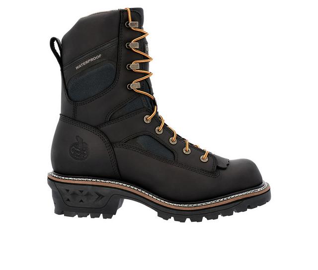 Men's Georgia Boot LTX Logger Composite Toe Waterproof Work Boots in Black color