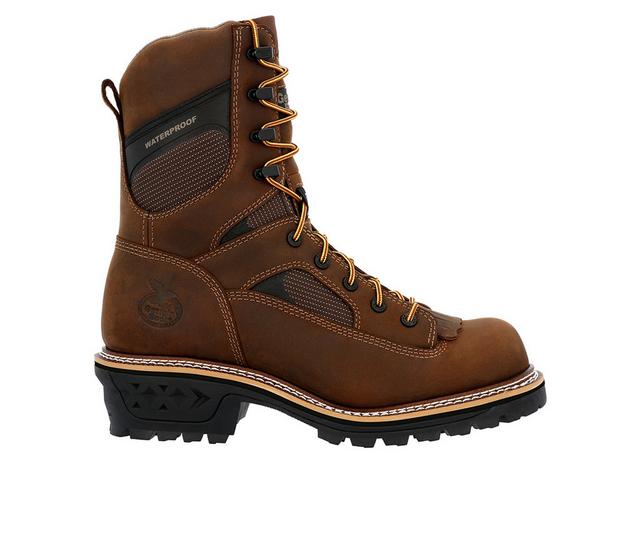 Men's Georgia Boot LTX Logger Composite Toe Waterproof Work Boots in Brown color